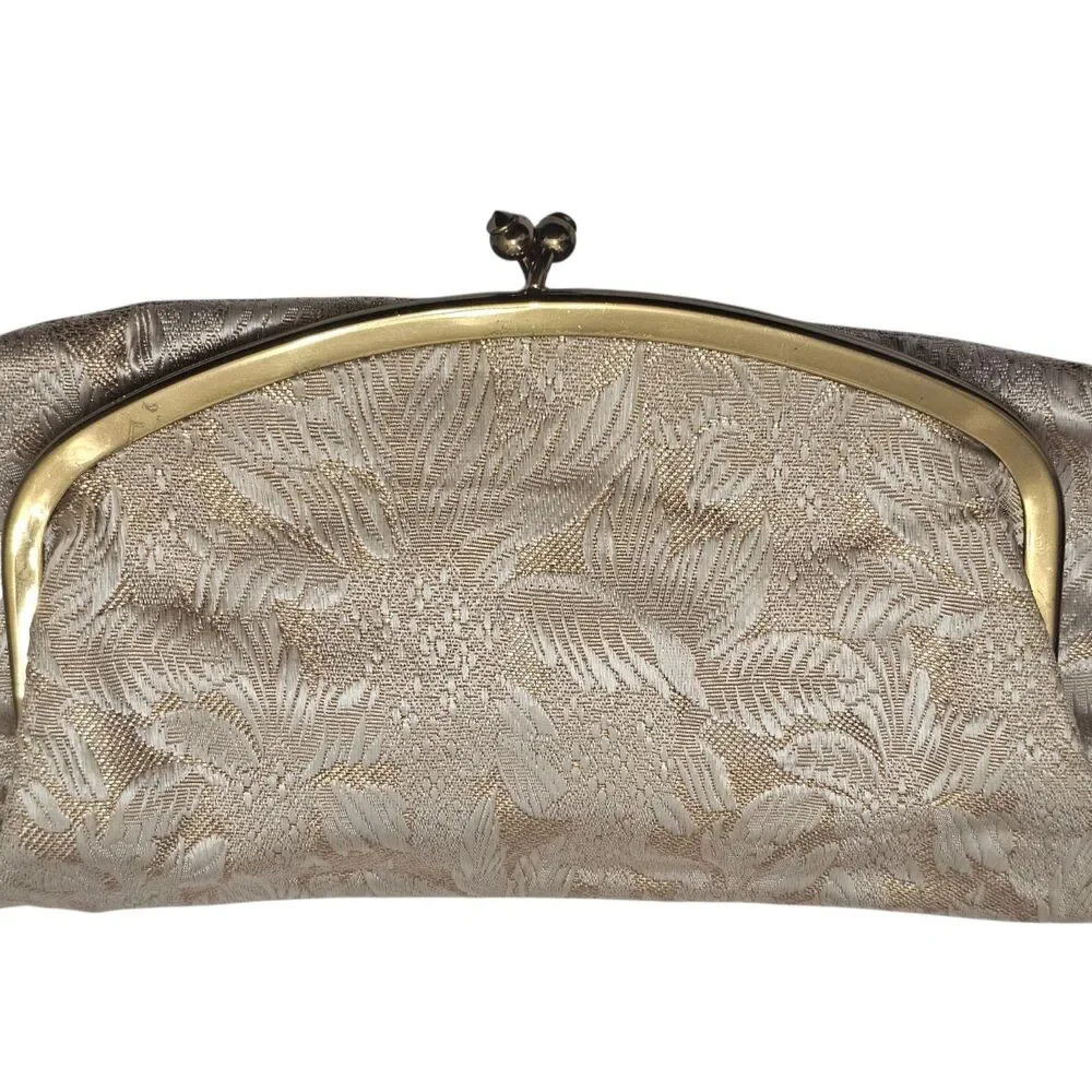 Vintage Mel-Ton Golden Brocade Folding Clutch with Kiss-Lock Clasp